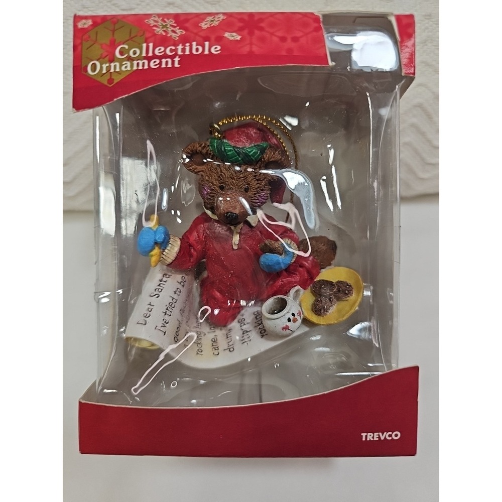 VTG Ornament Trevco Christmas Bear Writing Santa Wish Letter NEW